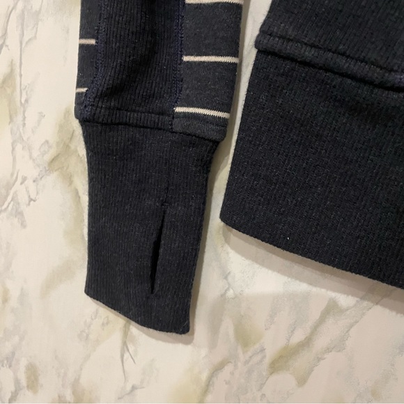 Lululemon 2 scuba hoodie navy blue white stripe rose gold zipper sweater active - Picture 7 of 7